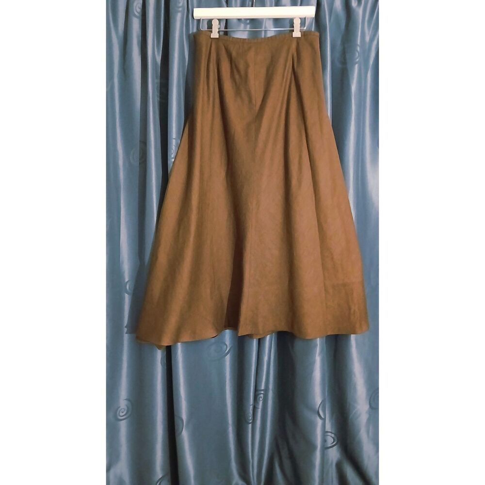 Vintage 'Talbots' Linen Blend A-Line Maxi Skirt Italian Fabric Flowy Skirt Sz 10